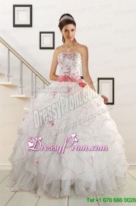 Perfect 2015 Elegant Quinceanera Dresses with Appliques and Belt