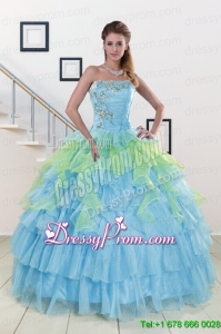 Perfect Strapless 2015 Quinceanera Dresses with Beading