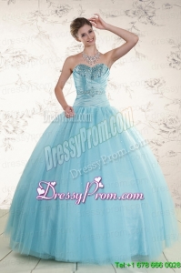 Perfect Beading 2015 Quinceanera Dress in Baby Blue