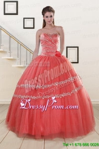 Pretty Beaded Watermelon Quinceanera Dresses for 2015