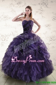Pretty Sweetheart Appliques Purple Quinceanera Dress for 2015