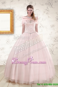 2015 Beading Ball Gown Quinceanera Dresses in Light Pink