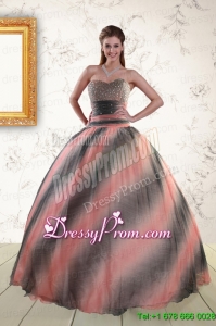 2015 Perfect Multi Color Dress For Quinceanera with Beading