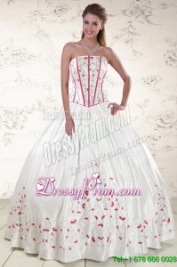 2015 Stylish Strapless Quinceanera Dresses with Appliques