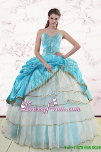 2015 Stylish Sweetheart Aqua Blue Quinceanea Dresses with Beading