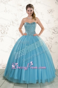 Brand New Style Ball Gown Beaded Quinceanera Dress in Baby Blue