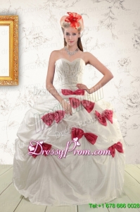 Cheap White Quinceanera Dresses with Beading and Bowknots For 2015