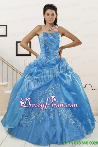 Stylish Baby Blue 2015 Quinceanera Dresses with Embroidery