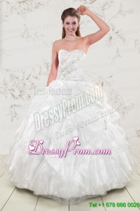 Stylish Beading and Ruffles 2015 Quinceanera Dresses in White