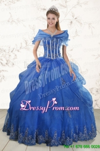 2015 Traditional Appliques Quinceanera Dresses in Royal Blue