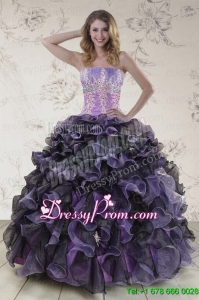 2015 Traditional Multi Color Quinceanera Dresses with Beading and Ruffles