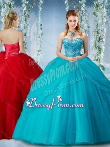 Elegant Beaded and Ruffled Big Puffy Quinceanera Dress in Baby Blue
