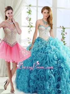 Sophisticated Rolling Flowers Detachable Quinceanera Dresses with Brush Train