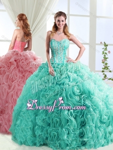 Visible Boning Beaded and Applique Detachable Quinceanera Dresses in Rolling Flowers