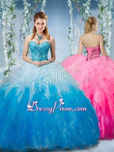 Artistic Gradient Color Big Puffy Quinceanera Dress with Beading and Ruffles