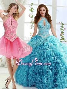 Cut Out Bust Beaded Detachable Quinceanera Skirts in Baby Blue