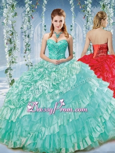 Modest Beaded and Ruffled Big Puffy Sweet 16 Quinceanera Dress in Organza and Taffeta