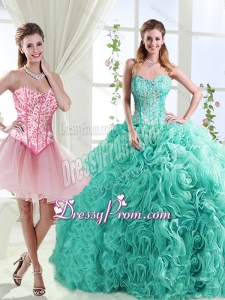 Visible Boning Rolling Flowers Detachable Quinceanera Skirts with Beading