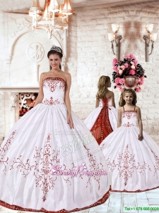 2015 Fashionable Red Embroidery White Princesita Dress