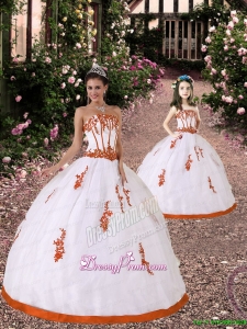 2015 Trendy Appliques Princesita Dress in White and Orange Red