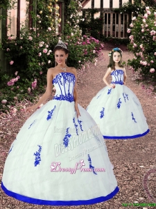 New Style Appliques Princesita Dress in White and Royal Blue for 2015