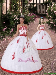 Satin and Organza Appliques Princesita Dress in White and Red