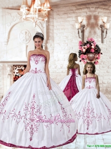 Trendy Fuchsia Embroidery White Princesita Dress for 2015