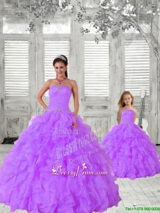 2015 Trendy Lavender Princesita Dress with Beading and Ruching