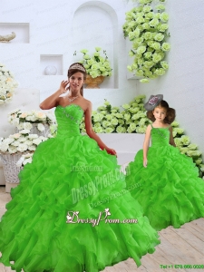 New Style Beading and Ruffles Princesita Dress in Spring Green for 2015
