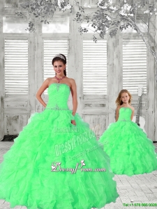 Popular Beading and Ruching Princesita Dress in Green for 2015