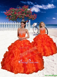 Appliques and Beading Sweetheart Princesita Dress in Orange