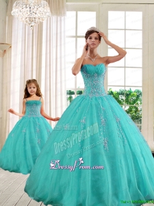 2014 Classical Turquoise Princesita With Quinceanera Dresses with Beading