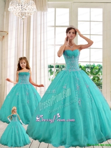 2014 LuxuriousTurquoise Princesita With Quinceanera Dresses with Beading