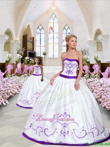 2015 New Style Embroidery White and Eggplant Purple Princesita Dress