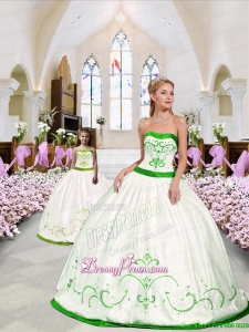 Beautiful Embroidery White and Spring Green Princesita Dress for 2015 Spring