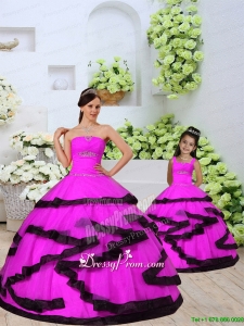 Luxurious Beading and Ruching Organza Fuchsia Princesita Dress
