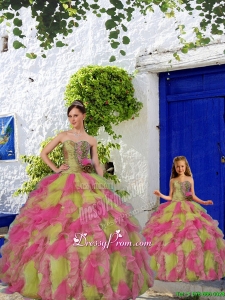 Top Designer Beading and Ruffles Multi-color Princesita Dress