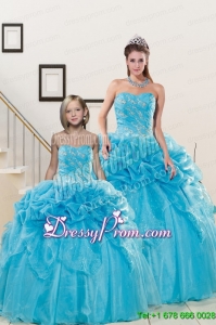 Fashionable Sweetheart Beading Princesita Dress in Aqua Blue