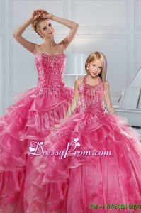 Hot Pink Sweetheart Beading Quinceanera Dresses