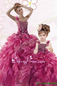 Modest Beading and Ruffles Fuchsia Princesita Dress for 2015