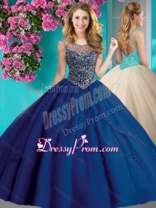 Elegant Beaded and Applique Quinceanera Dress with See Through Scoop