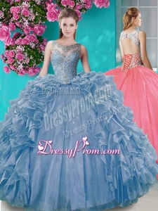 Elegant Open Back Beaded and Ruffled Sweet Quinceanera Dresses with Removable Skirt