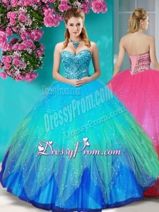 Popular Beaded Rainbow Quinceanera Dress with Really Puffy