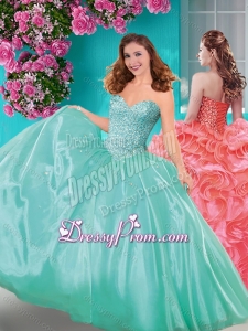 Discount Really Puffy Beaded and Ruffled Quinceanera Dress with Floor Length