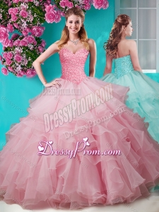 Fashionable Baby Pink Really Puffy Quinceanera Dress with Beading and Ruffles Layers