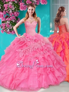 Lovely Beaded and Ruffles Sweetheart Quinceanera Dress in Big Puffy