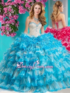 Romantic Beaded and Ruffled Layers Quinceanera Dress with Really Puffy