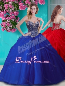 Gorgeous Beaded and Rhinestoned Big Puffy Quinceanera Dress in Blue