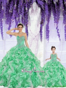 2015 Spring Hot Sales Beading and Ruffles Green Princesita Dress