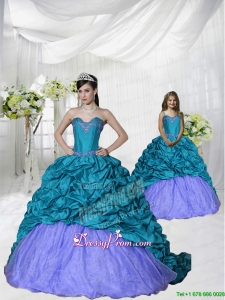 New Style Appliques Brush Train Blue and Purple Princesita Dress